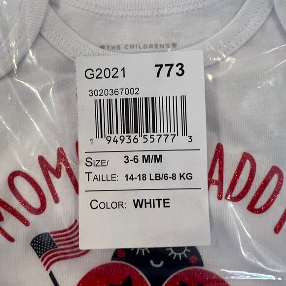 NWT Children's Place White W/America 4th of July Ladybug Bodysuit - SIZE 3-6M - Picture 3 of 7